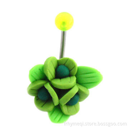 Acrylic Flower Design Navel Belly Ring, Customized Colors Available